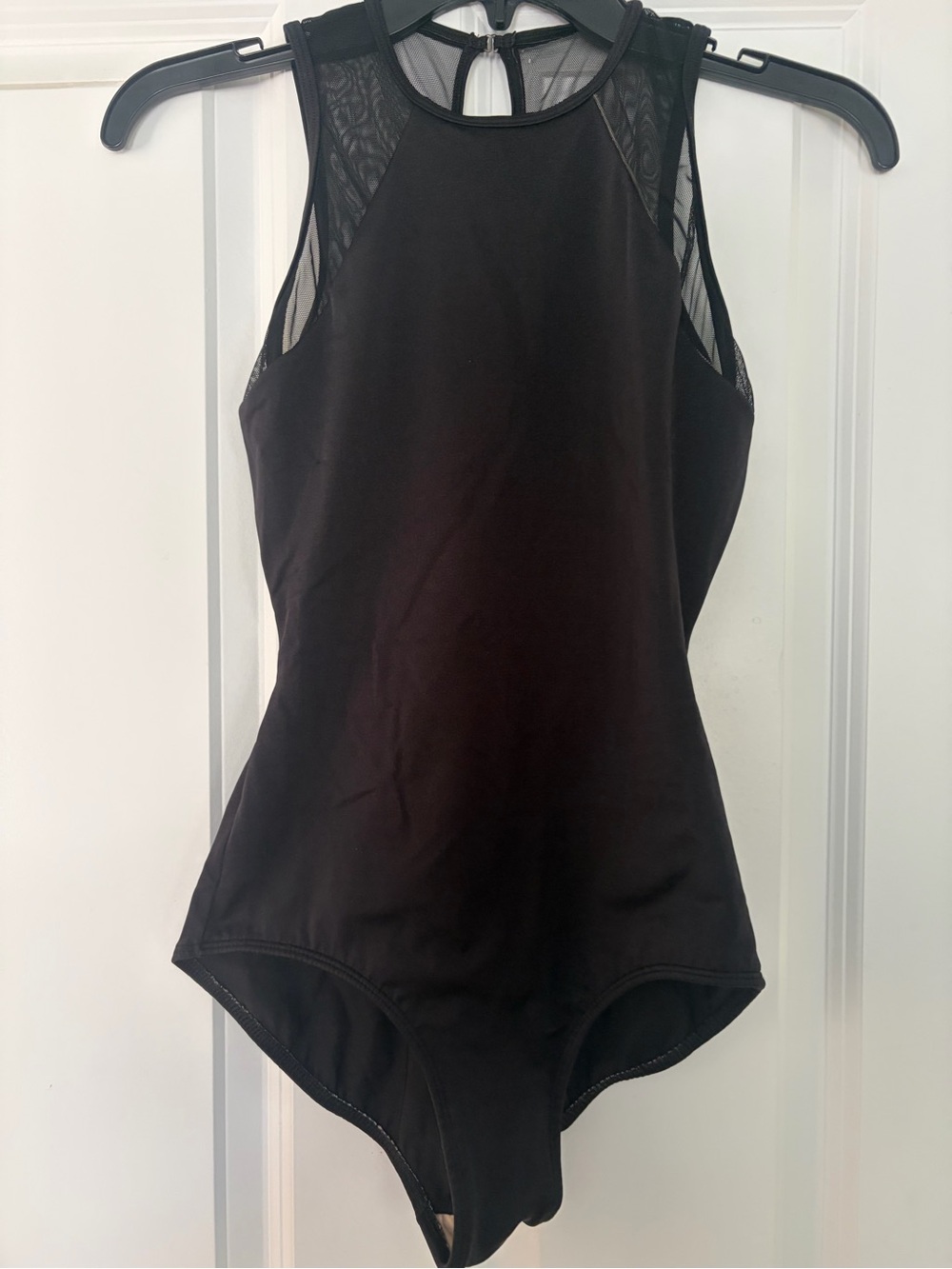 Body Wrappers Black Mesh-Inset Leotard